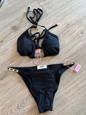 Black bikini set with gold accents